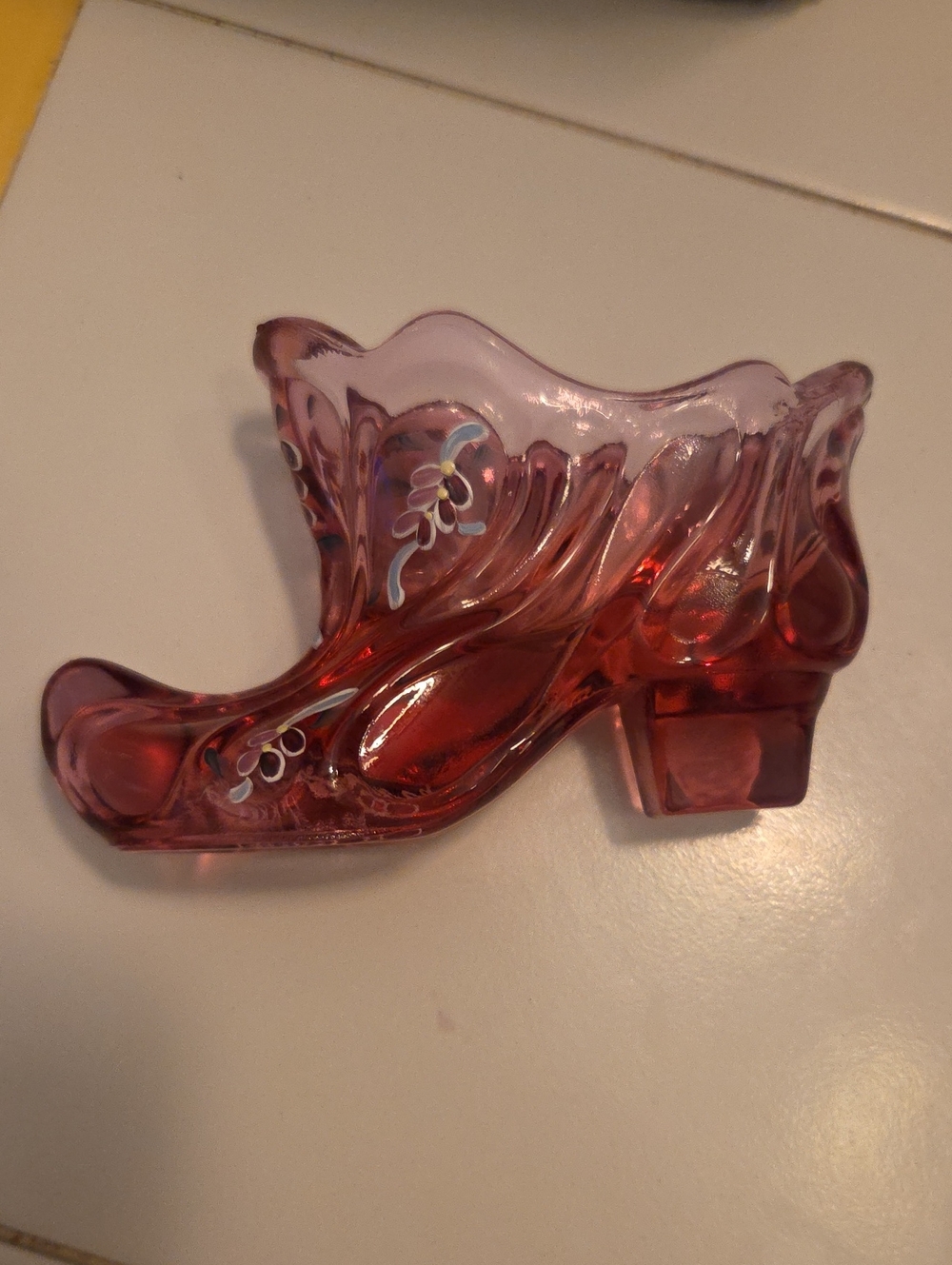 Fenton Pink Glass Decorative Shoe Bowl - Elegant Home Accent - Picture 5 of 5